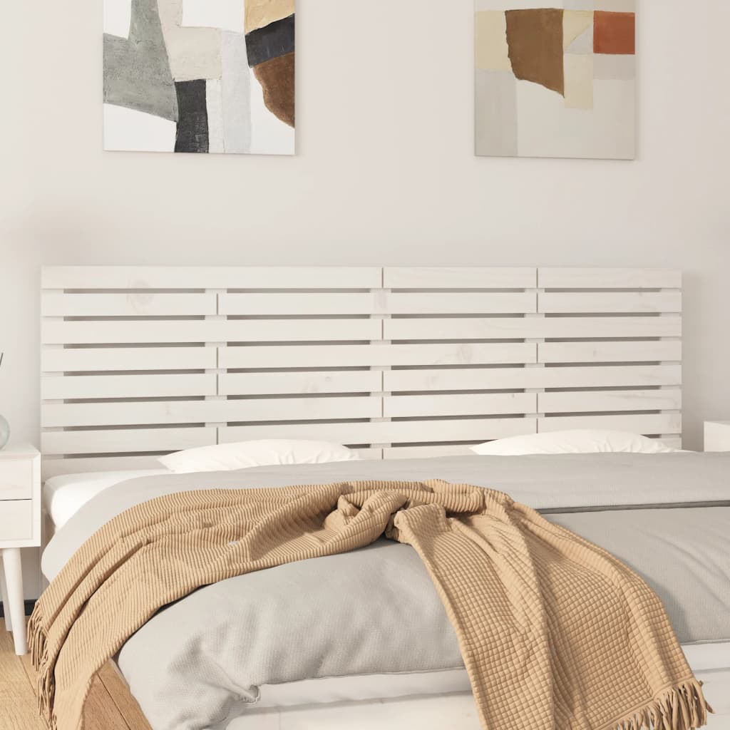 foto del prodotto testiera da parete bianca 166x3x63 cm in legno massello di pino