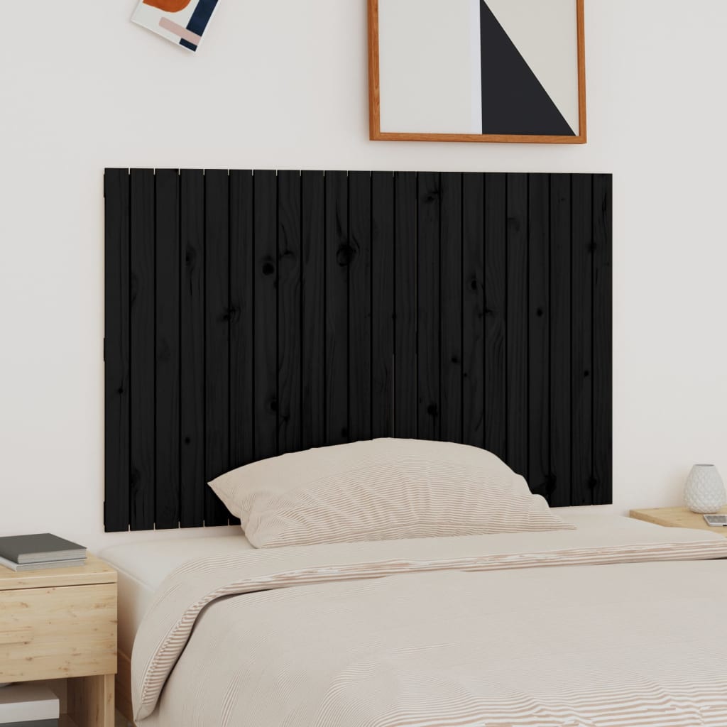 foto del prodotto testiera da parete nera 140x3x90 cm in legno massello di pino cod mxl 50489