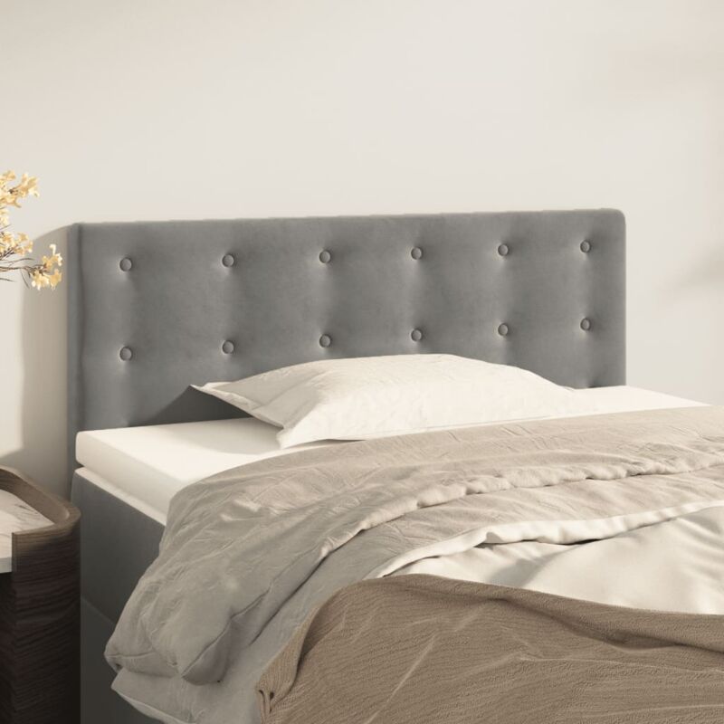 foto del prodotto testiera da parete per letto,testiera di tessuto grigio chiaro 100x5x78 88 cm in velluto itc27470 grigio