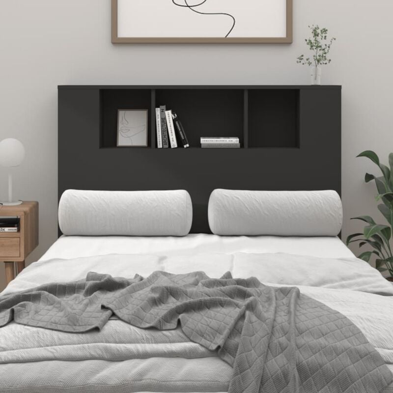 foto del prodotto testiera del letto imbottita testiera per letto vintage con scomparti nera 120x18,5x104,5 cm itc13530 nero