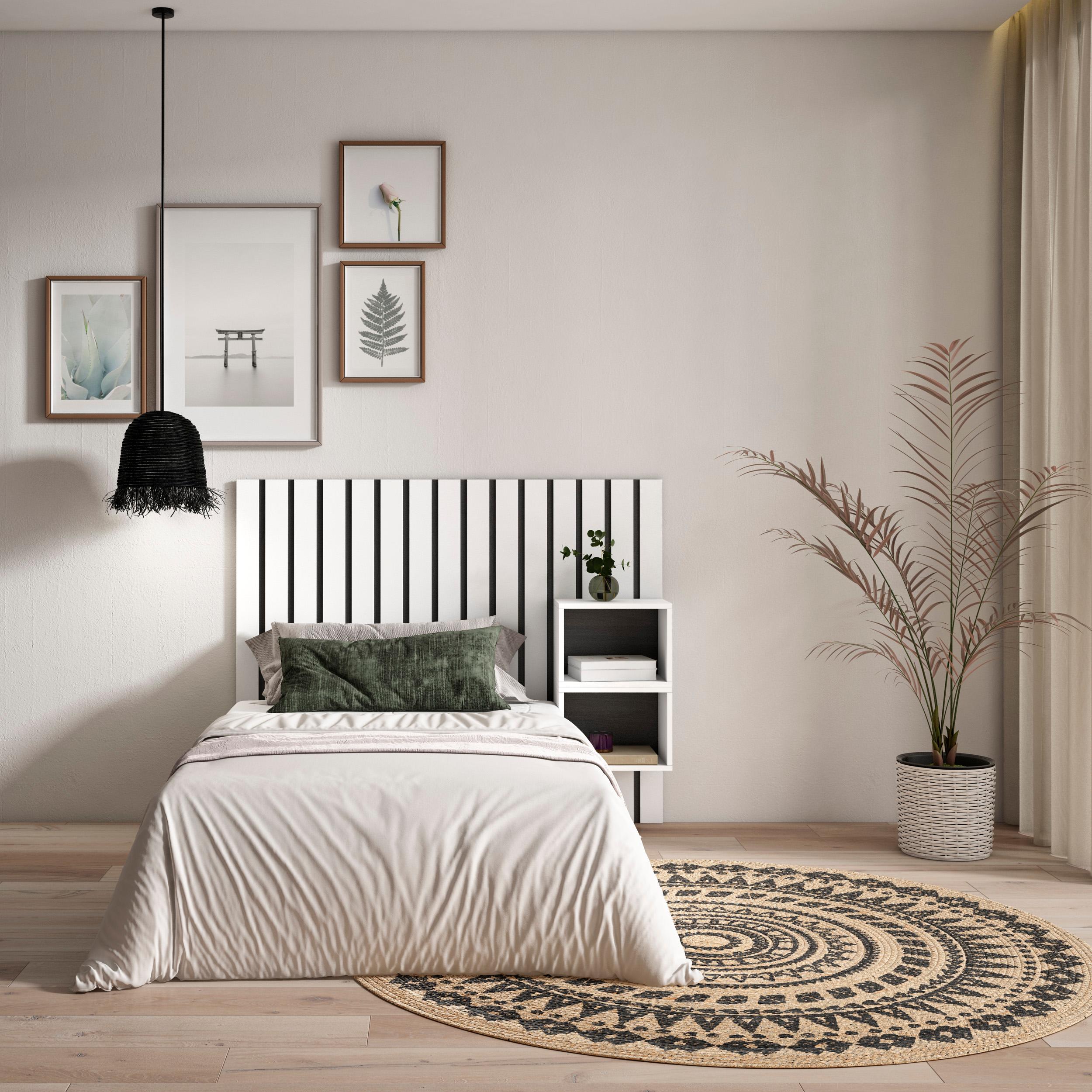foto del prodotto testiera e comodini, 133x107x3cm, letto 80,90,110cm, pannelli, bianco rf3570