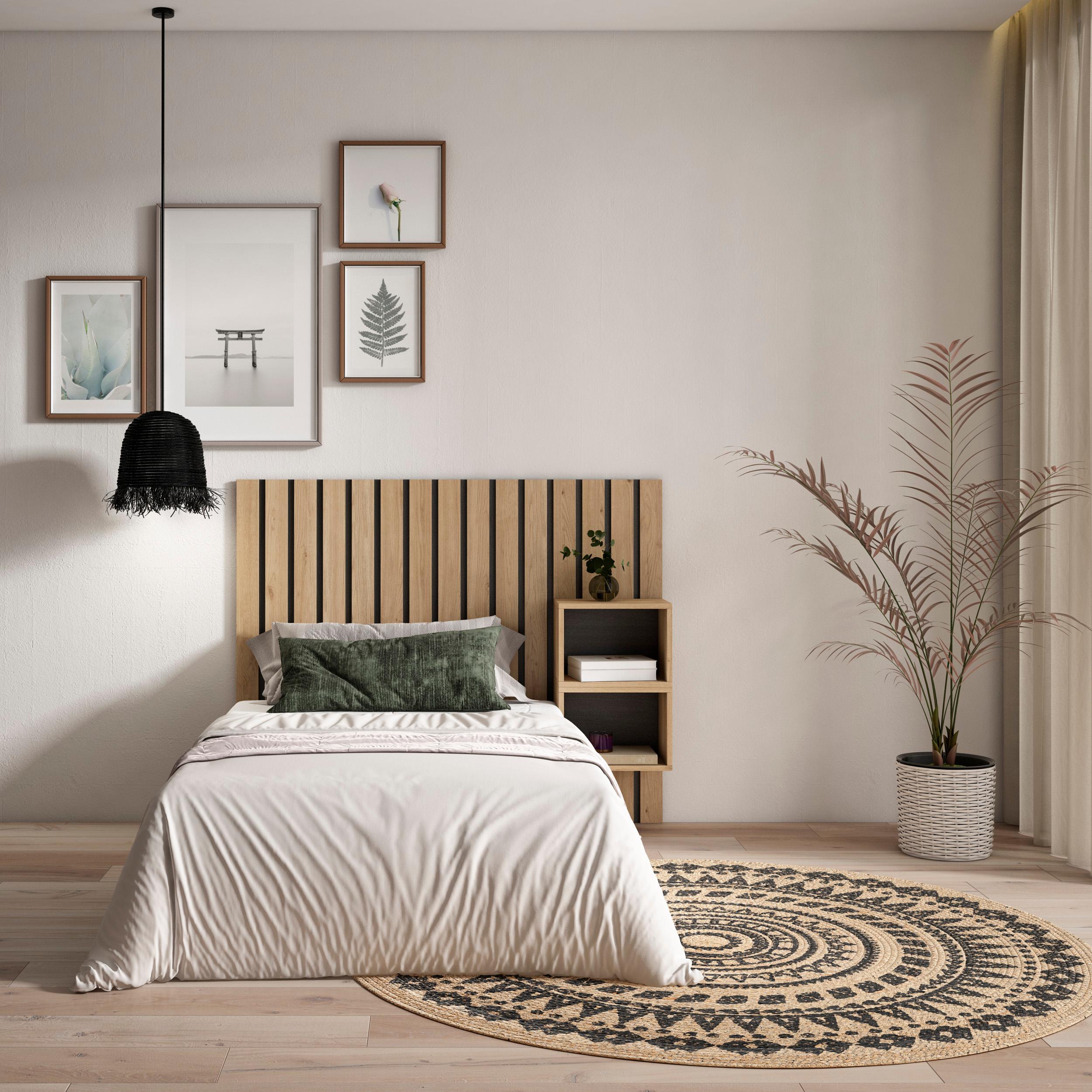 foto del prodotto testiera e comodini, 133x107x3cm, letto 80,90,110cm, pannelli, colore rovere rf3572