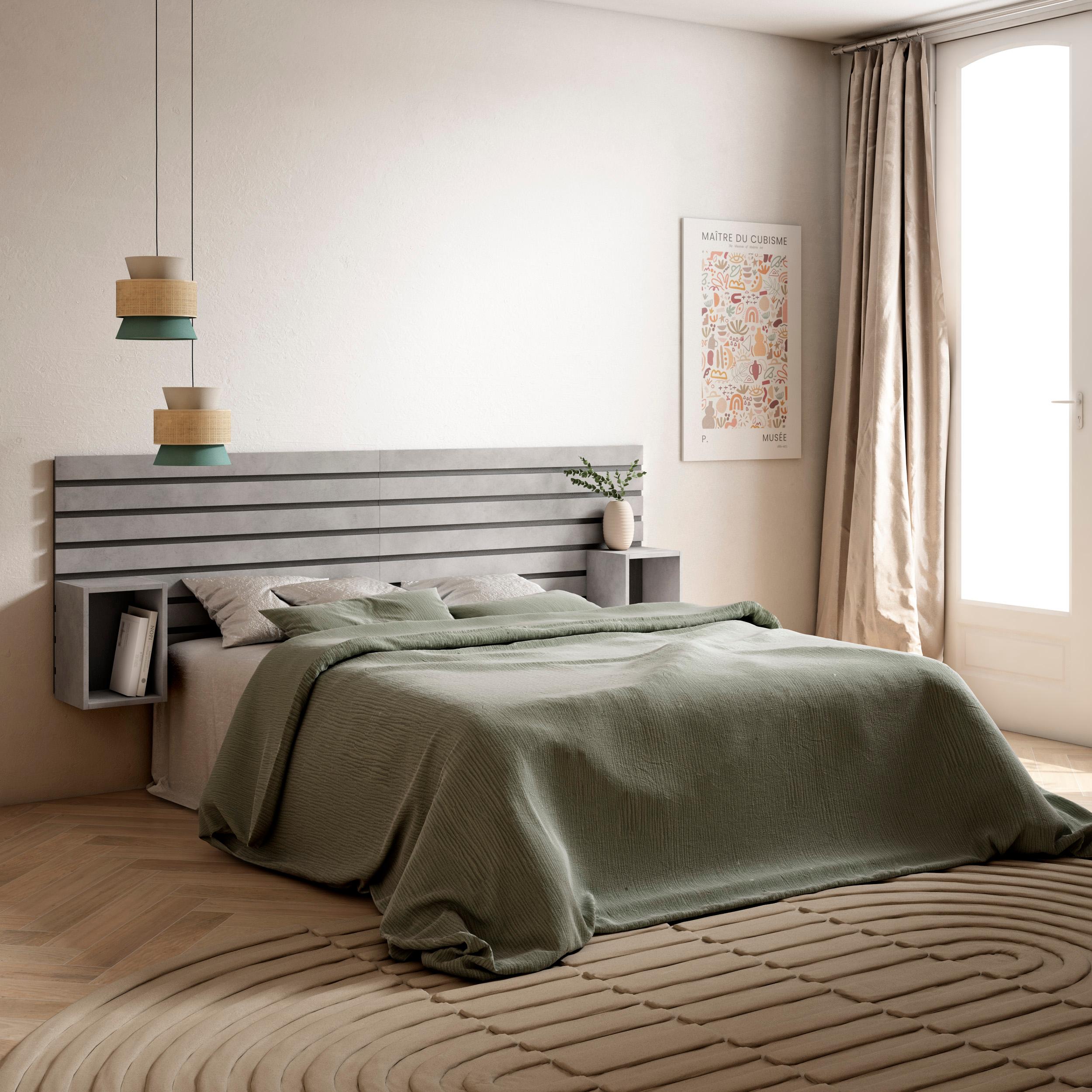 foto del prodotto testiera e comodini, 214x70x3cm, letto 135,140,150,160cm, pannelli, grigio cemento rf3568