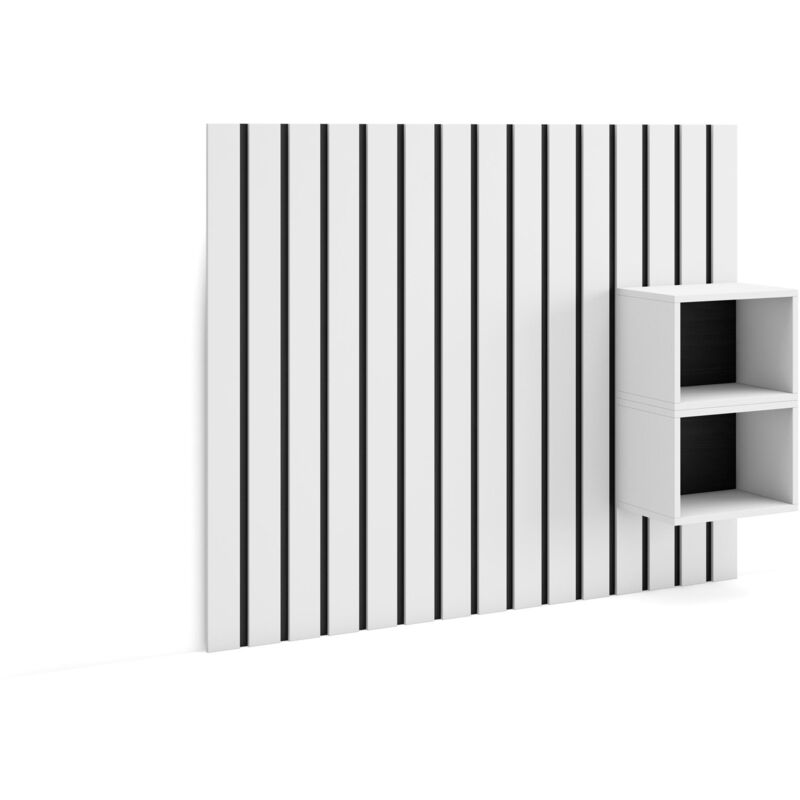foto del prodotto testiera e comodini spalliera letto, stoccaggio 133x3x107 cm letto 80,90,110 cm pannelli stile moderno bianco skraut home