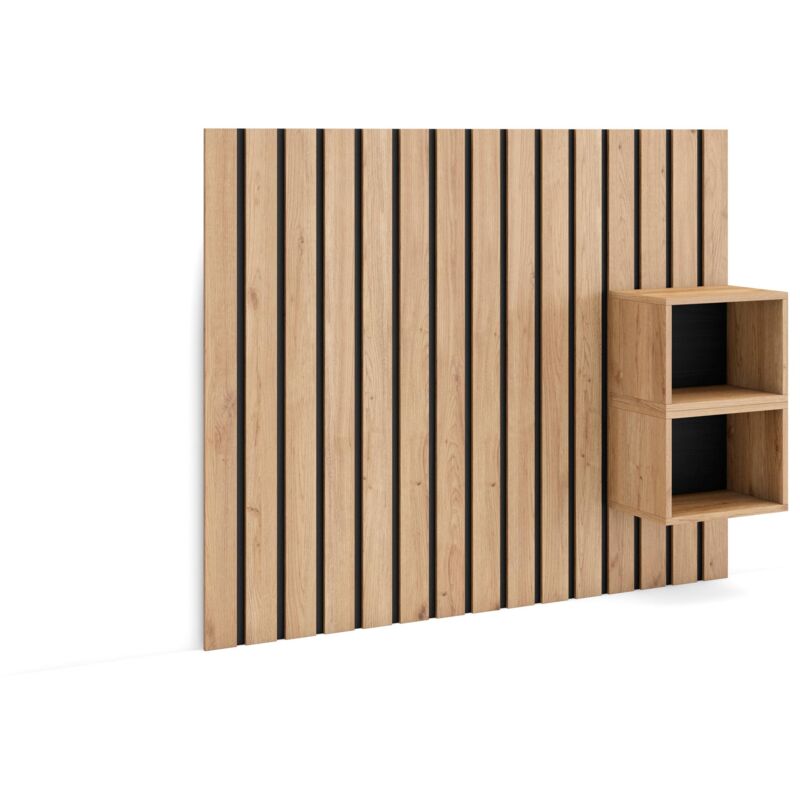 foto del prodotto testiera e comodini spalliera letto, stoccaggio 133x3x107 cm letto 80,90,110 cm pannelli stile moderno rovere skraut home