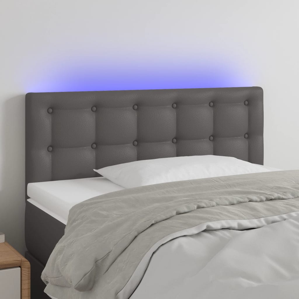 foto del prodotto testiera grigia a led 80x5x78 88 cm in similpelle