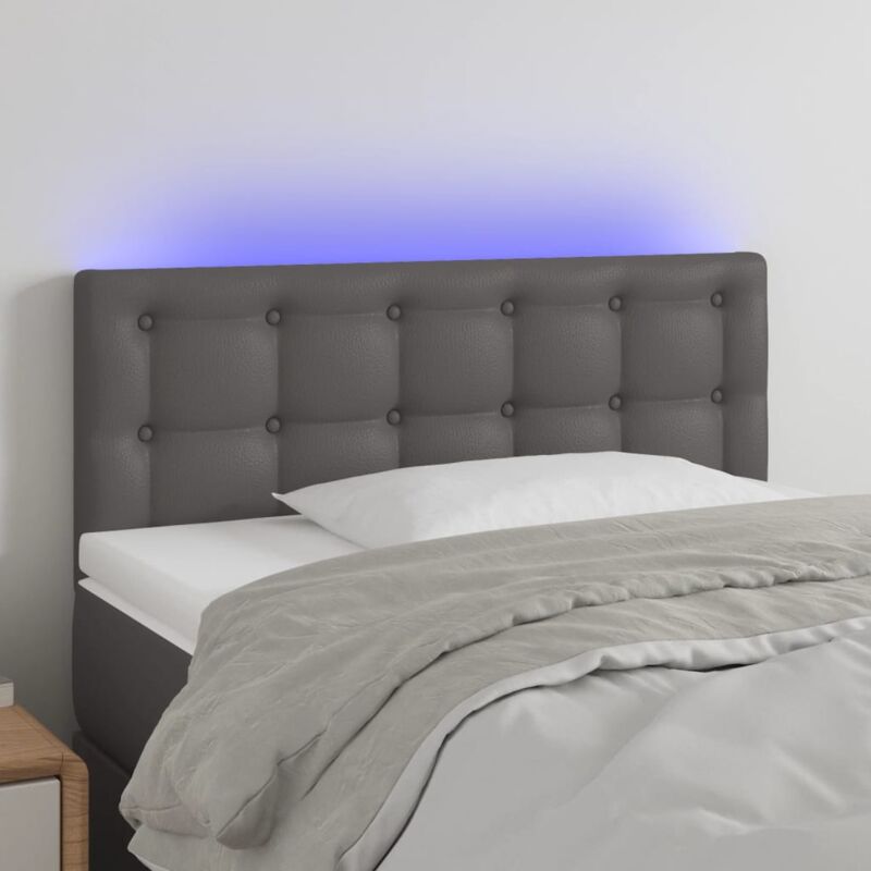 foto del prodotto testiera grigio a led 90x5x78 88 cm in similpelle