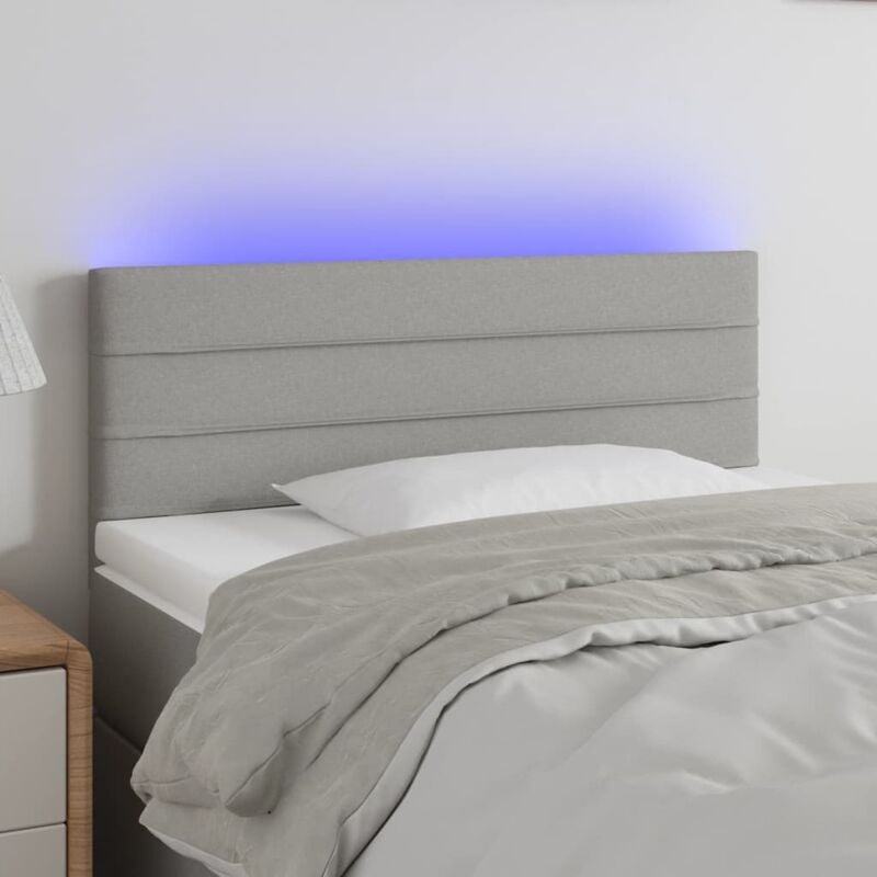foto del prodotto testiera grigio chiaro a led 80x5x78 88 cm in tessuto