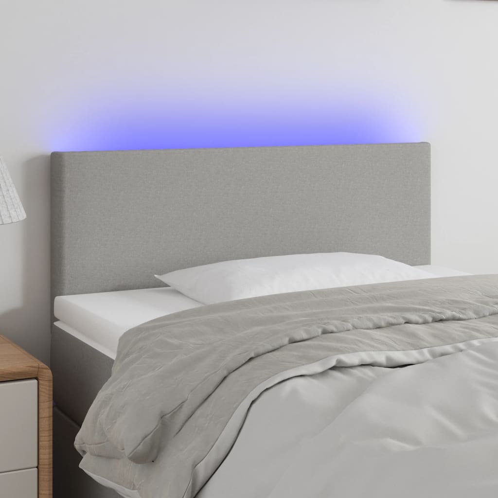 foto del prodotto testiera grigio chiaro a led 80x5x78 88 cm in tessuto cod mxl 45335