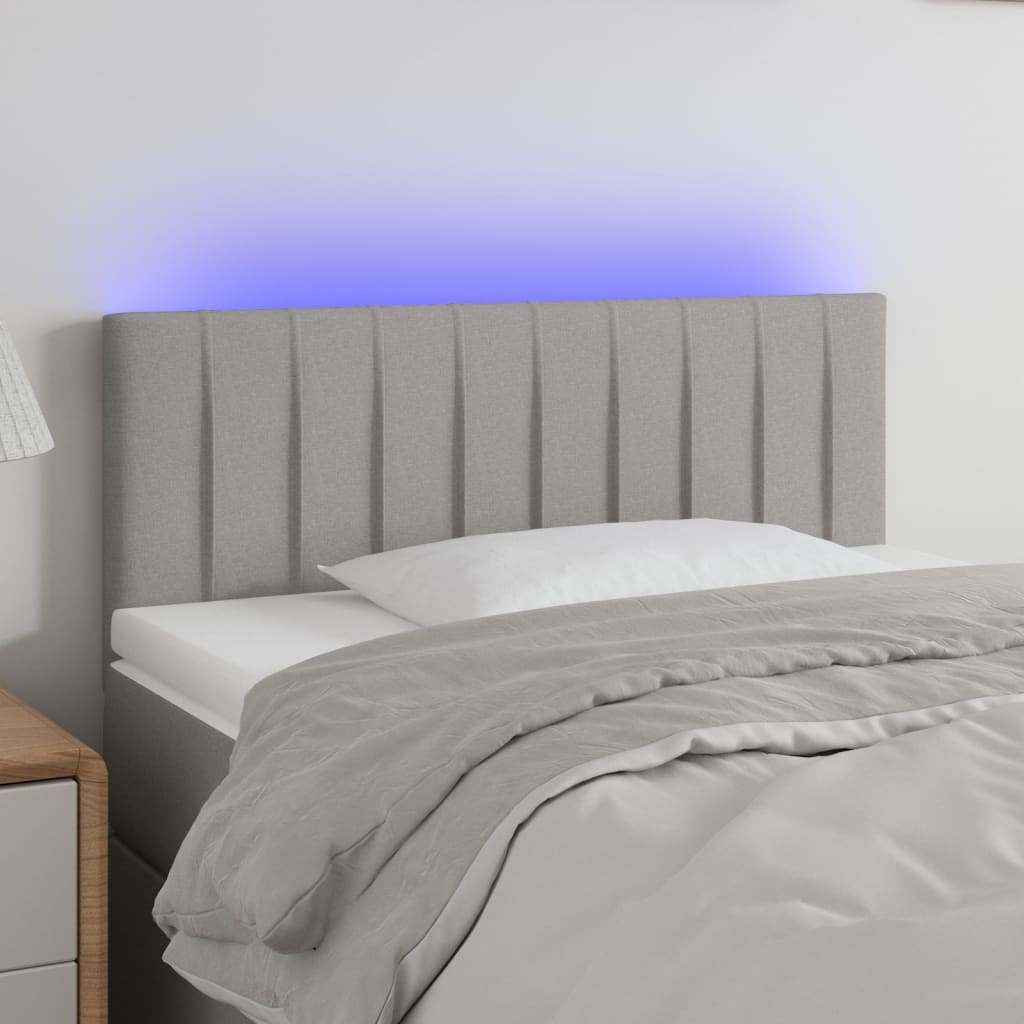 foto del prodotto testiera grigio chiaro a led 80x5x78 88 cm in tessuto cod mxl 50950