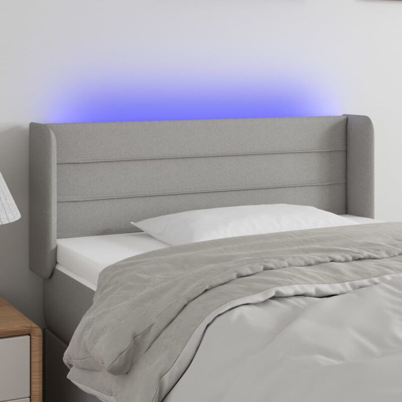 foto del prodotto testiera grigio chiaro a led 93x16x78 88 cm in tessuto