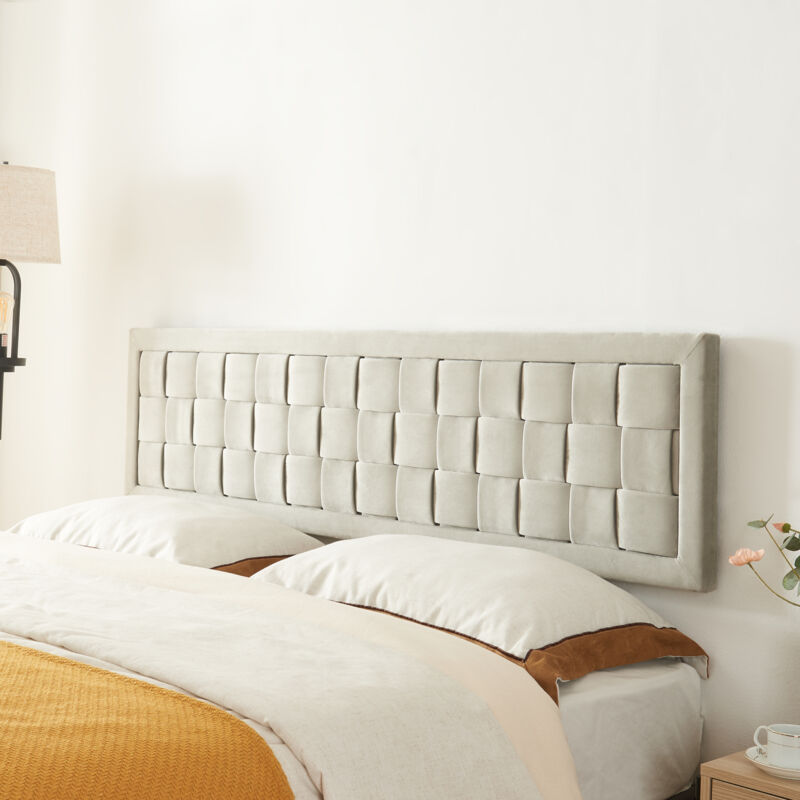 foto del prodotto testiera imbottita tervo da parete per letto francese 140 x 50 cm grigio en.casa 