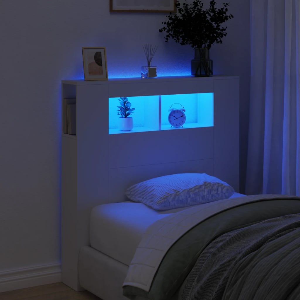 foto del prodotto testiera led bianca 100x18,5x103,5 cm legno multistratocod mxl 84864
