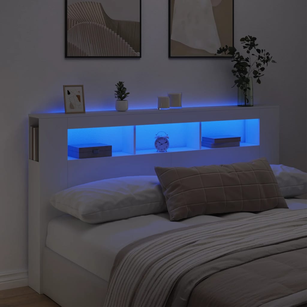 foto del prodotto testiera led bianca 180x18,5x103,5 cm legno multistratocod mxl 84868