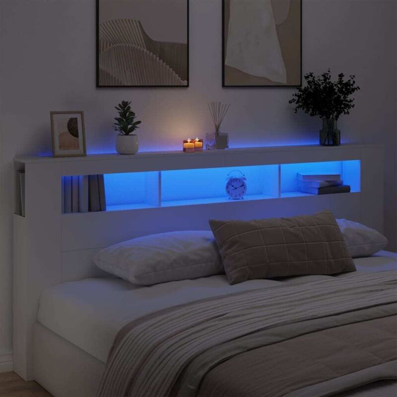 foto del prodotto testiera led bianca 220x18,5x103,5 cm legno multistrato vidaxl