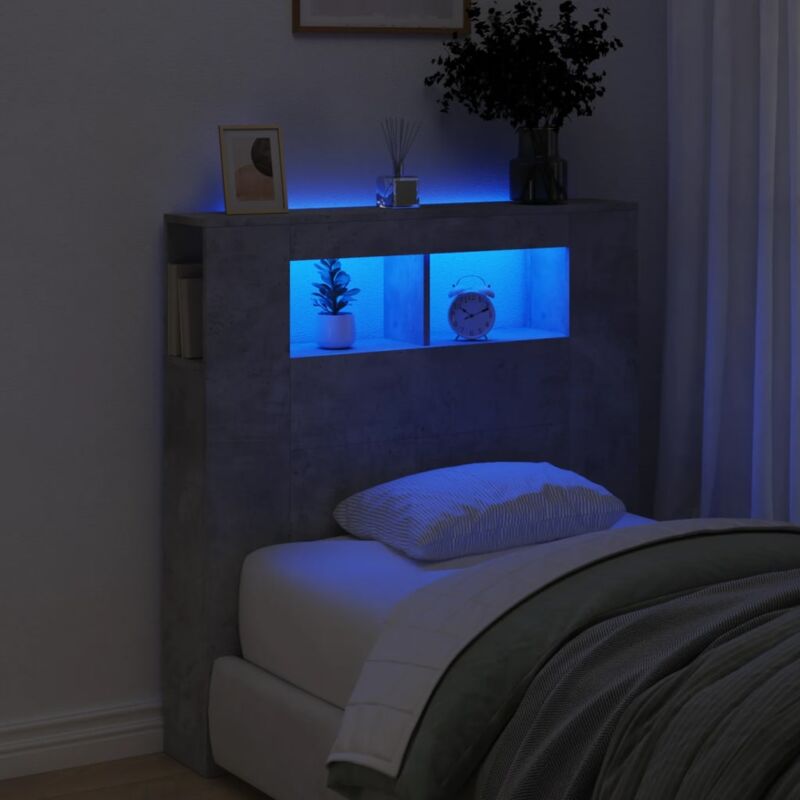 foto del prodotto testiera led grigio cemento 100x18,5x103,5 cm legno multistrato vidaxl