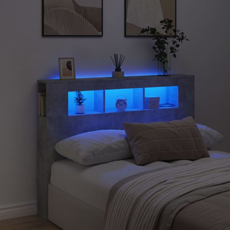 foto del prodotto testiera led grigio cemento 140x18,5x103,5 cm legno multistrato vidaxl
