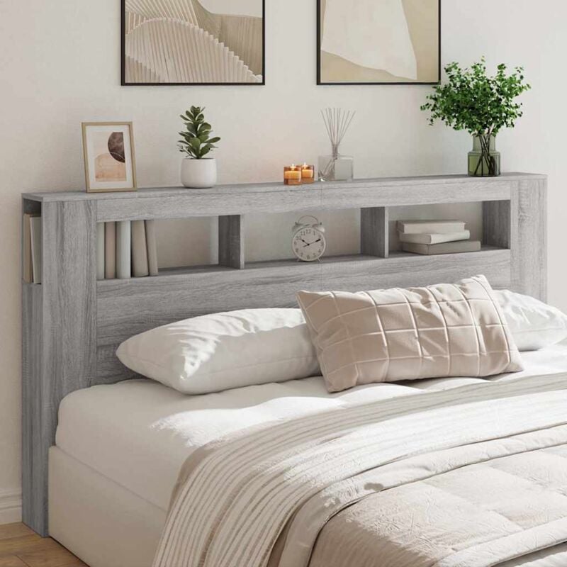foto del prodotto testiera led grigio sonoma 200x18,5x103,5 cm legno multistrato vidaxl