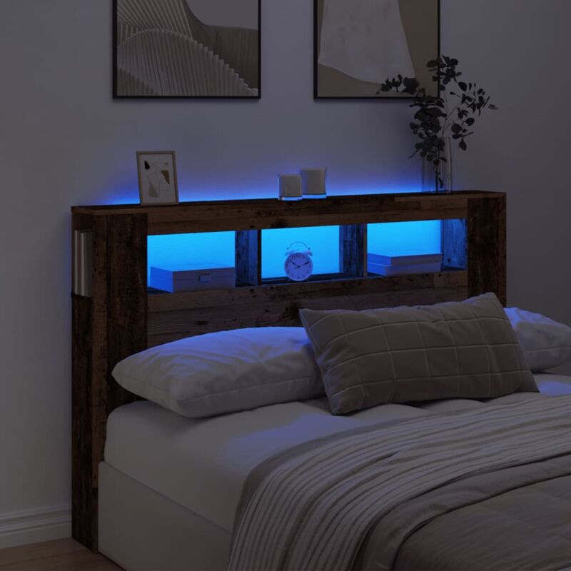 foto del prodotto testiera led legno antico 160x18,5x103,5 cm legno multistrato vidaxl
