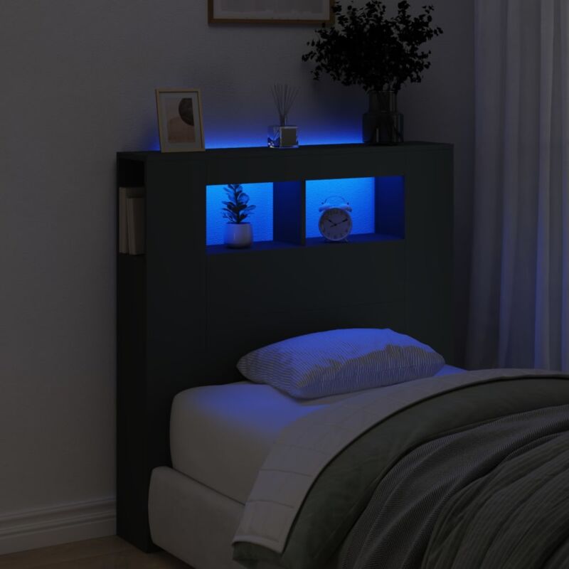 foto del prodotto testiera led nera 100x18,5x103,5 cm legno multistrato vidaxl