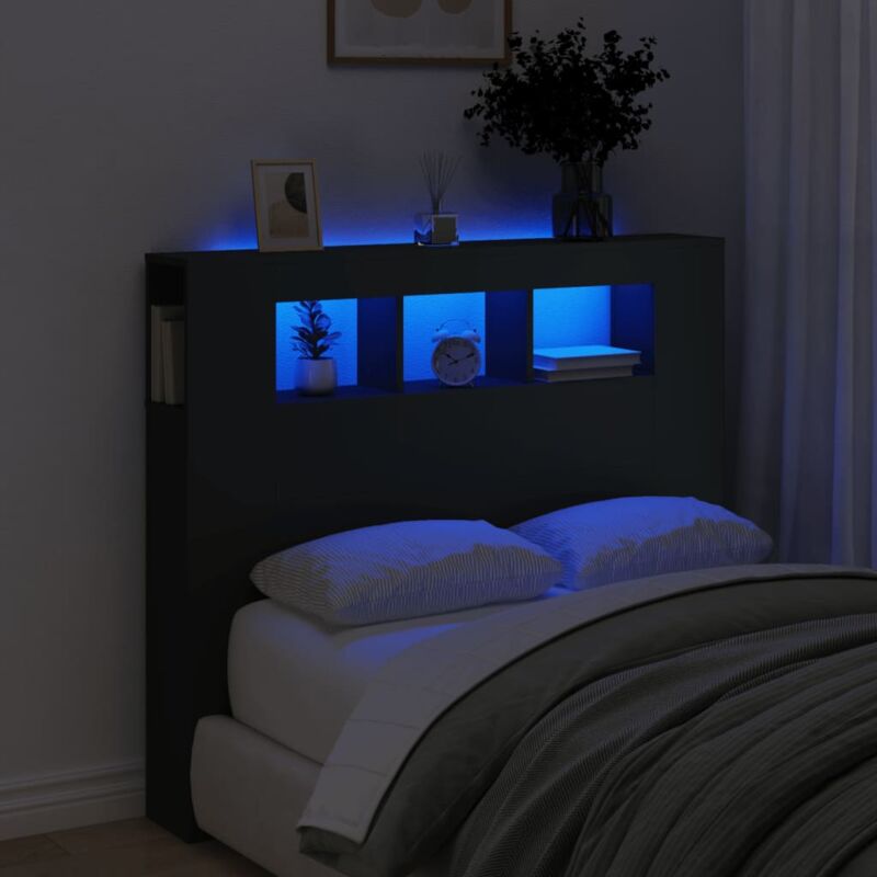 foto del prodotto testiera led nera 120x18,5x103,5 cm legno multistrato vidaxl