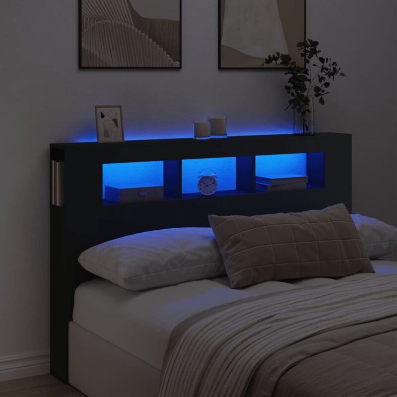 foto del prodotto testiera led nera 160x18,5x103,5 cm legno multistrato vidaxl