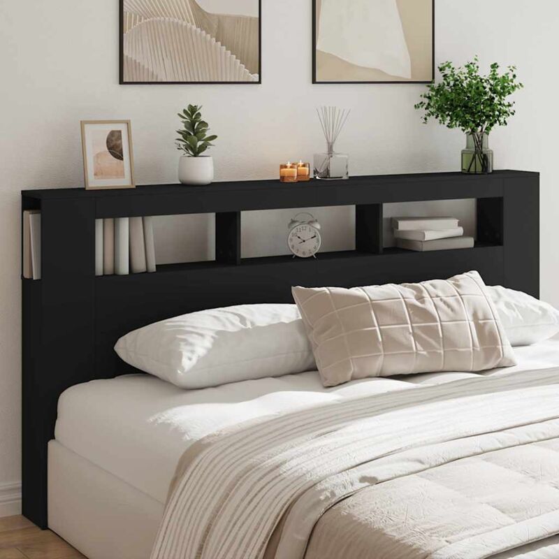 foto del prodotto testiera led nera 200x18,5x103,5 cm legno multistratocod mxl 86308