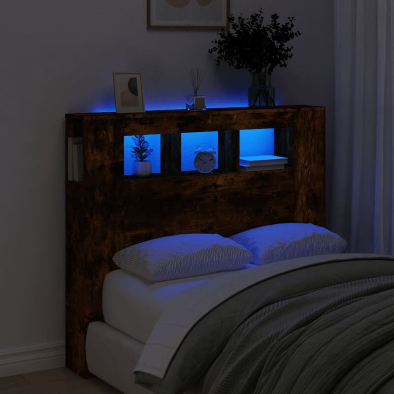 foto del prodotto testiera led rovere fumo 120x18,5x103,5 cm legno multistrato vidaxl
