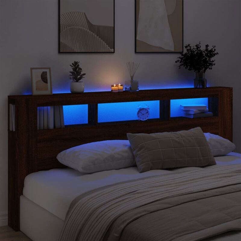 foto del prodotto testiera led rovere marrone 220x18,5x103,5 cm legno multistrato vidaxl