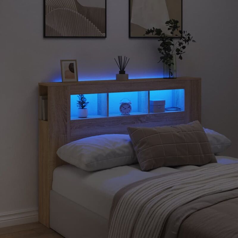 foto del prodotto testiera led rovere sonoma 140x18,5x103,5 cm legno multistrato vidaxl