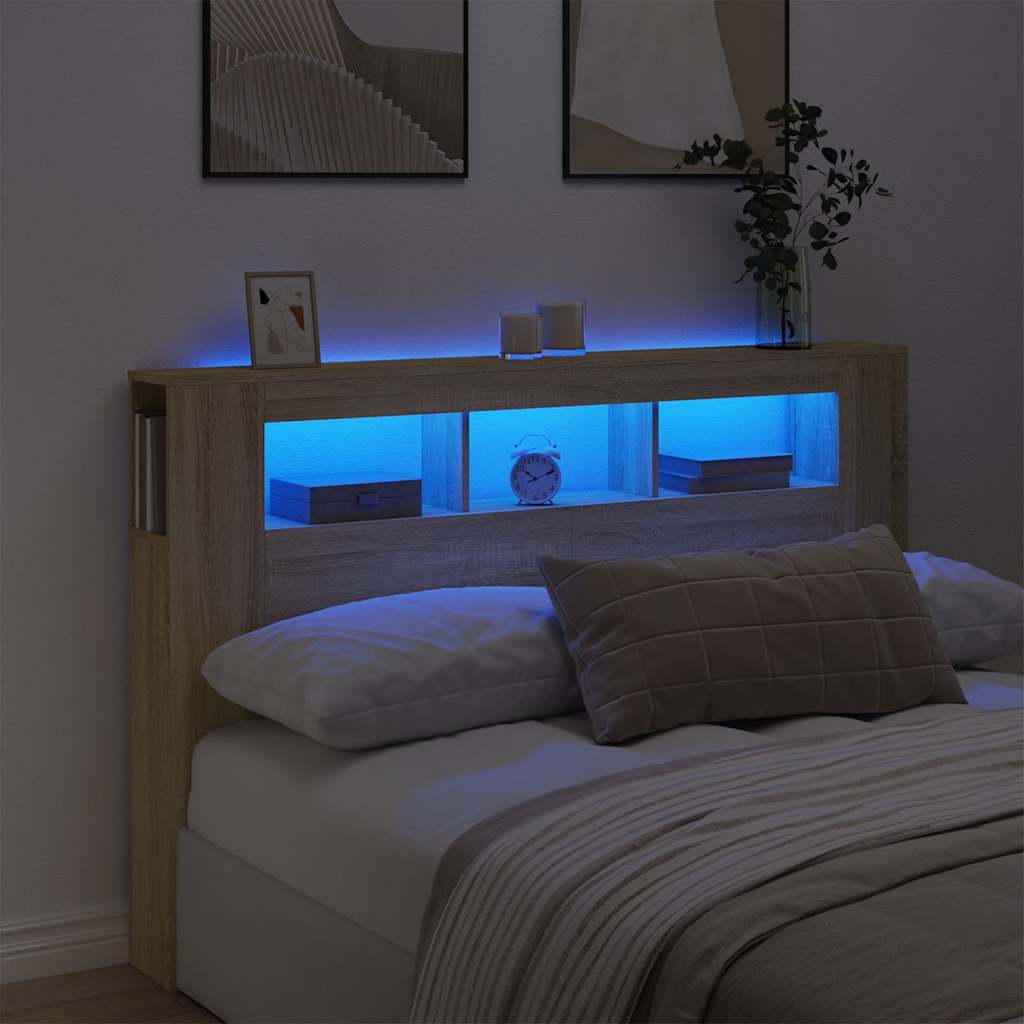foto del prodotto testiera led rovere sonoma 160x18,5x103,5 cm legno multistratocod mxl 84869
