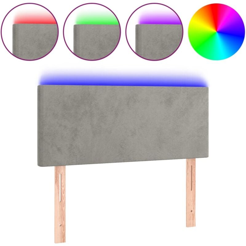 foto del prodotto testiera letto accessorio camera da letto mobile led 90 x 5 x 78 88 cm tessuto in velluto grigio chiaro tdl0201233