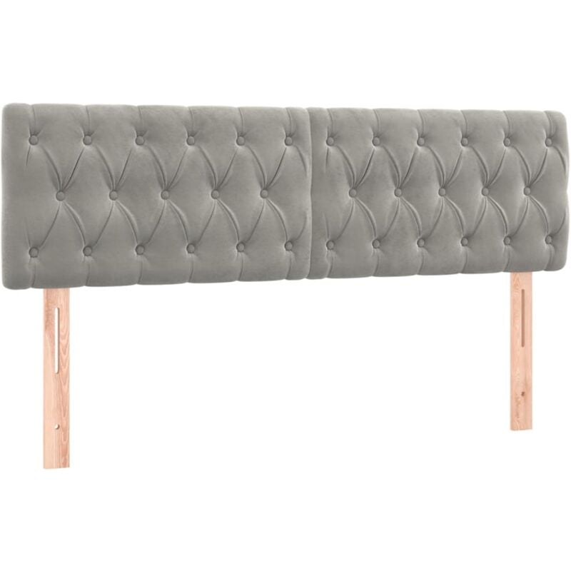 foto del prodotto testiera letto accessorio mobile camera da letto imbottita in 2 parti 72 x 7 x 78 88 cm tessuto velluto grigio chiaro tdl0206422