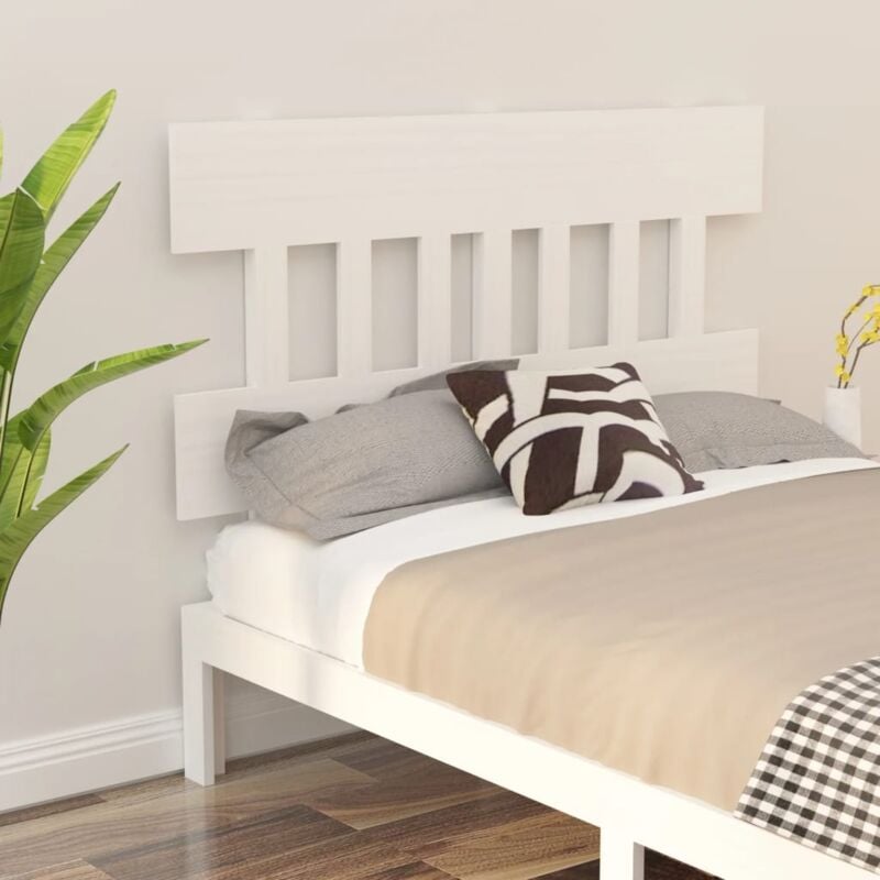 foto del prodotto testiera letto bianca 123,5x3x81 cm in legno massello di pino vidaxl