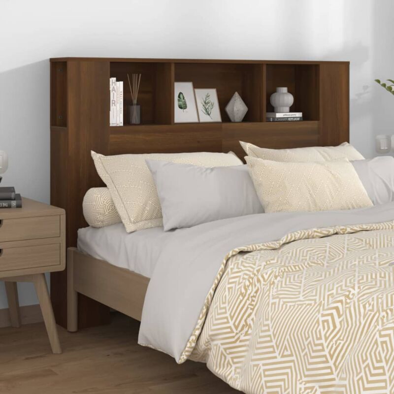 foto del prodotto testiera letto con scomparti,testiera moderno del letto imbottita rovere marrone 140x18,5x104,5 cm mc99382