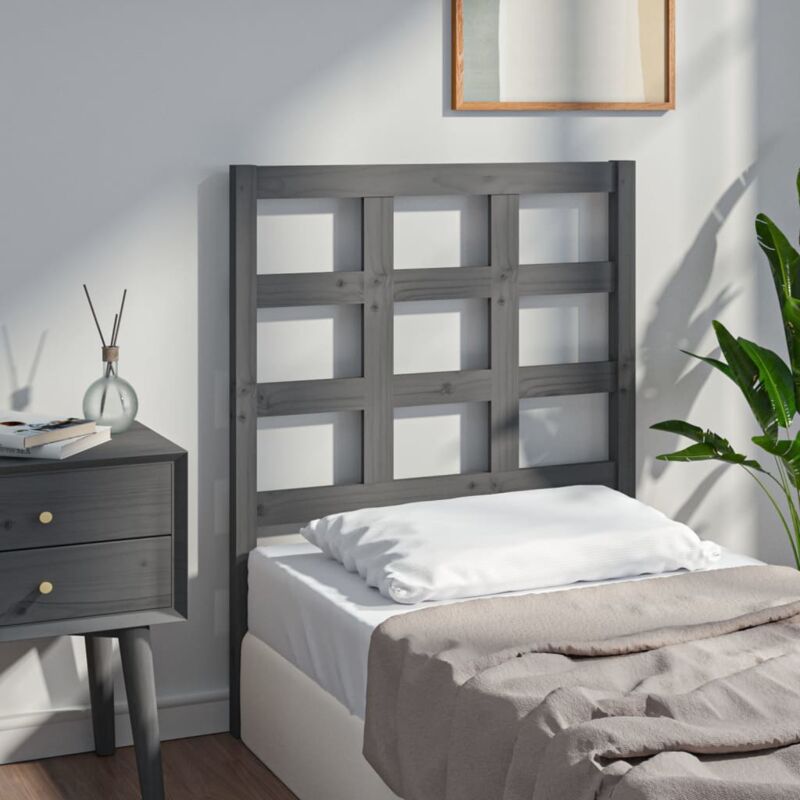 foto del prodotto testiera letto grigia 80,5x4x100 cm in legno massello di pino vidaxl