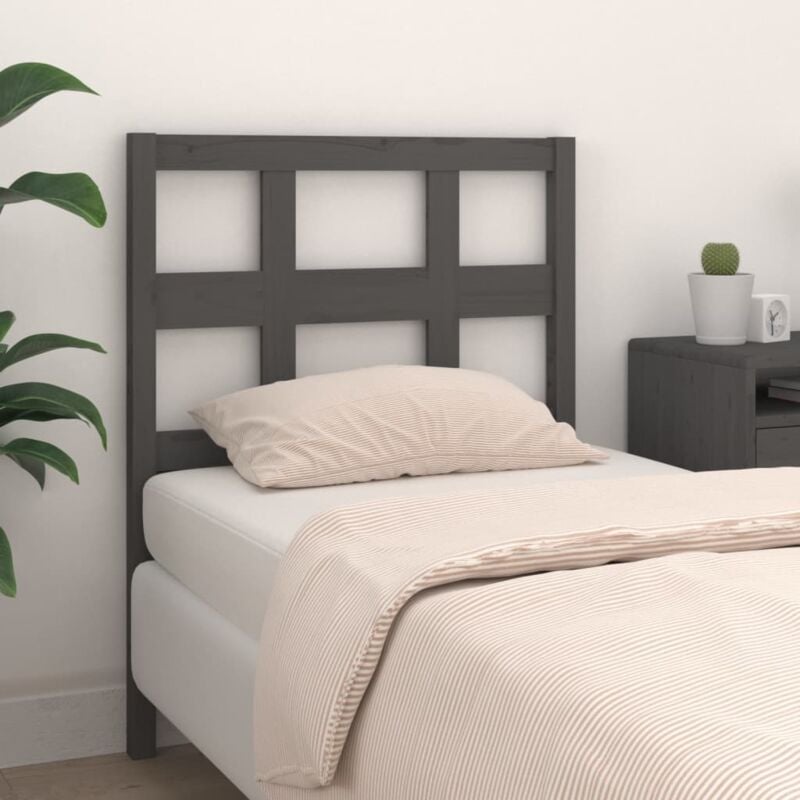 foto del prodotto testiera letto grigia 80,5x4x100 cm in legno massello di pino vidaxl