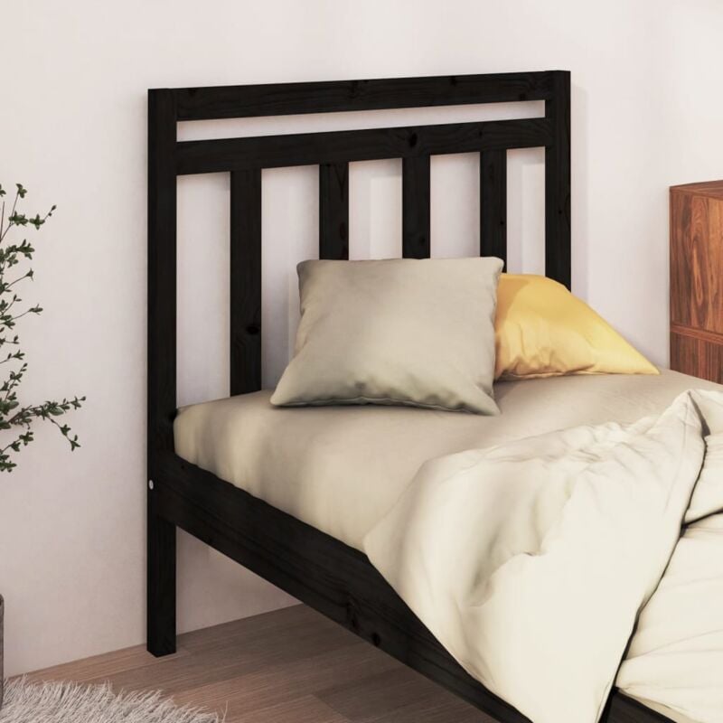 foto del prodotto testiera letto nera 81x4x100 cm in legno massello di pino vidaxl