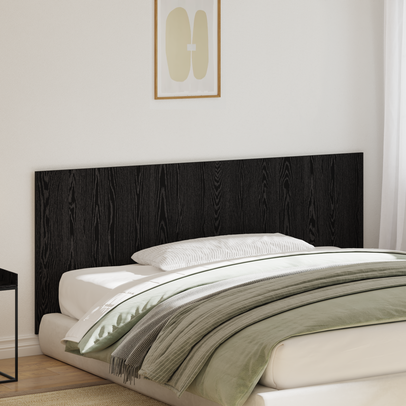 foto del prodotto testiera letto nero rovere 200x1,5x80 cm legno ingegnerizzato