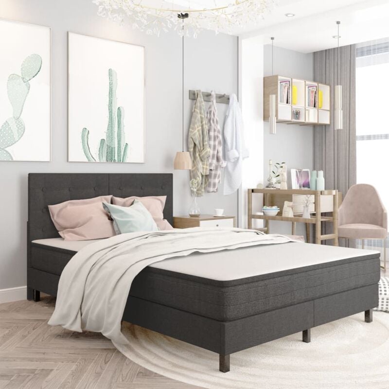 foto del prodotto testiera letto trapuntata grigio scuro in tessuto 140x200 cm vidaxl