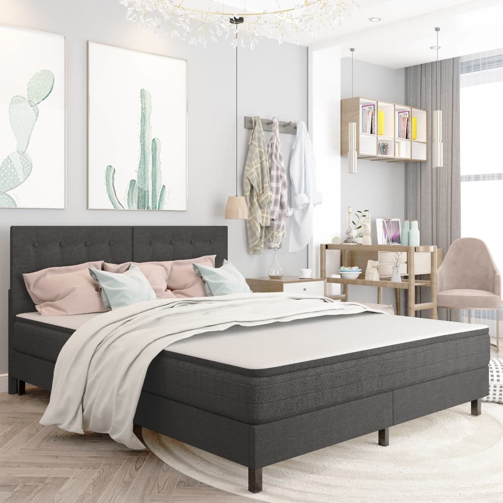 foto del prodotto testiera letto trapuntata grigio scuro in tessuto 180x200 cm