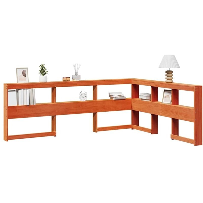 foto del prodotto testiera libreria a l marrone cera 160cm legno massello di pino vidaxl
