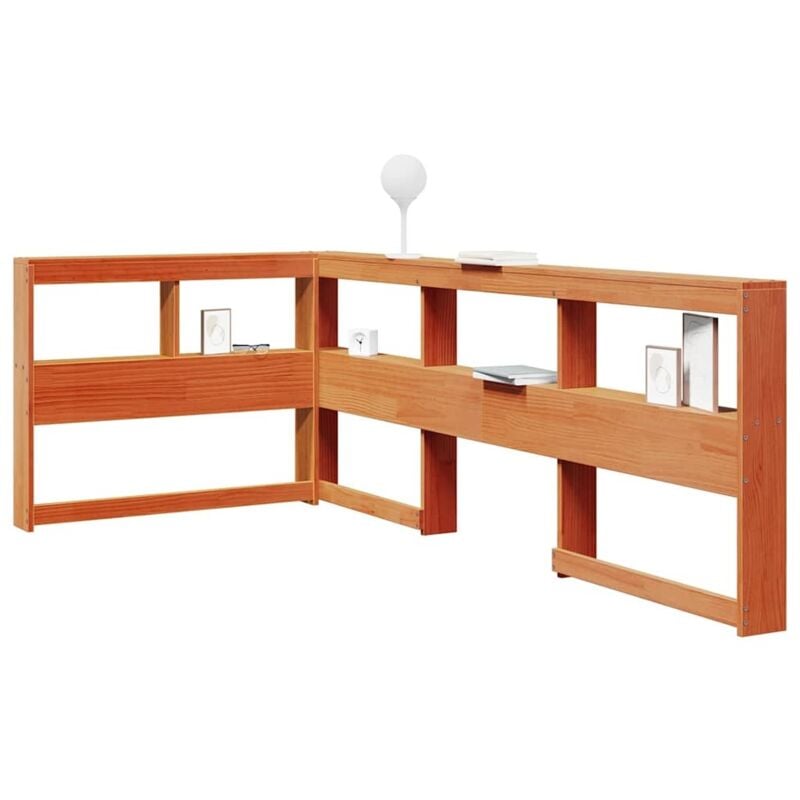 foto del prodotto testiera libreria a l marrone cera 75 cm legno massello di pino vidaxl