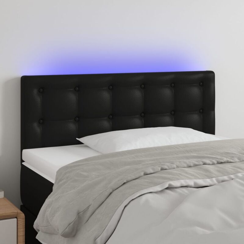 foto del prodotto testiera nera a led 100x5x78 88 cm in similpelle