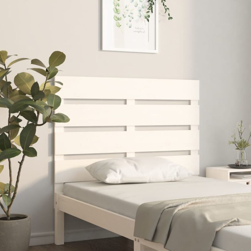 foto del prodotto testiera per letto bianca 100x3x80 cm in legno massello di pino vidaxl