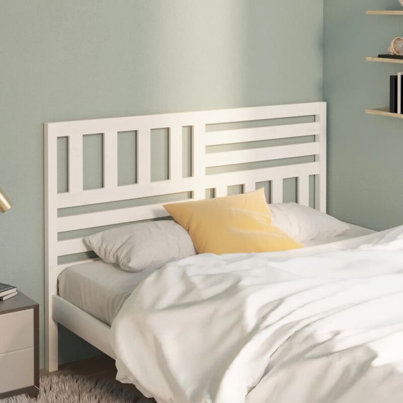 foto del prodotto testiera per letto bianca 126x4x100cm in legno massello di pino vidaxl