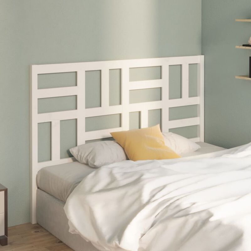 foto del prodotto testiera per letto bianca 126x4x104cm in legno massello di pino - vidaxl