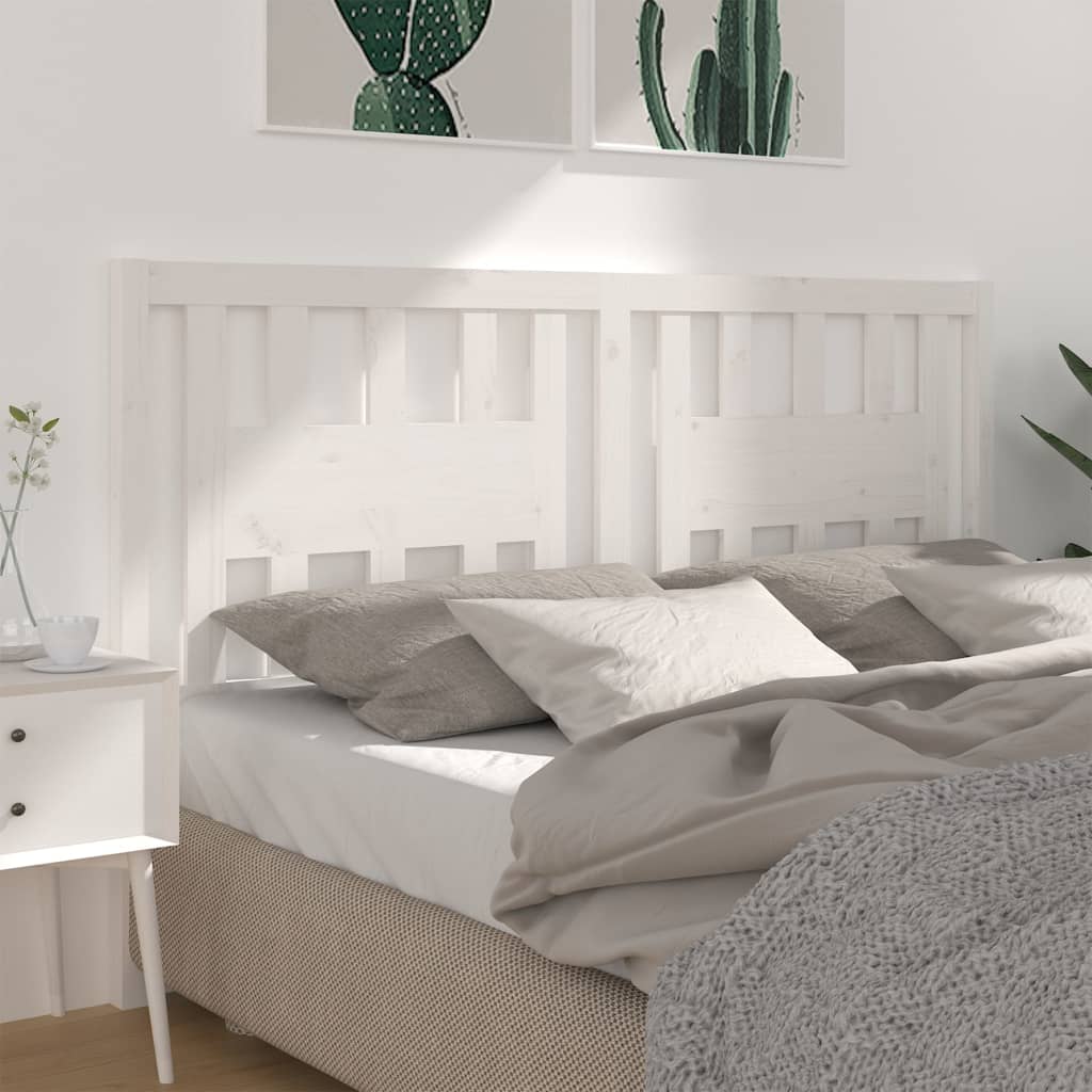 foto del prodotto testiera per letto bianca 146x4x100cm in legno massello di pino