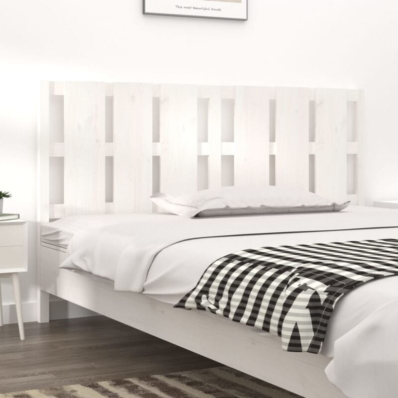 foto del prodotto testiera per letto bianca 165,5x4x100 cm legno massello di pino