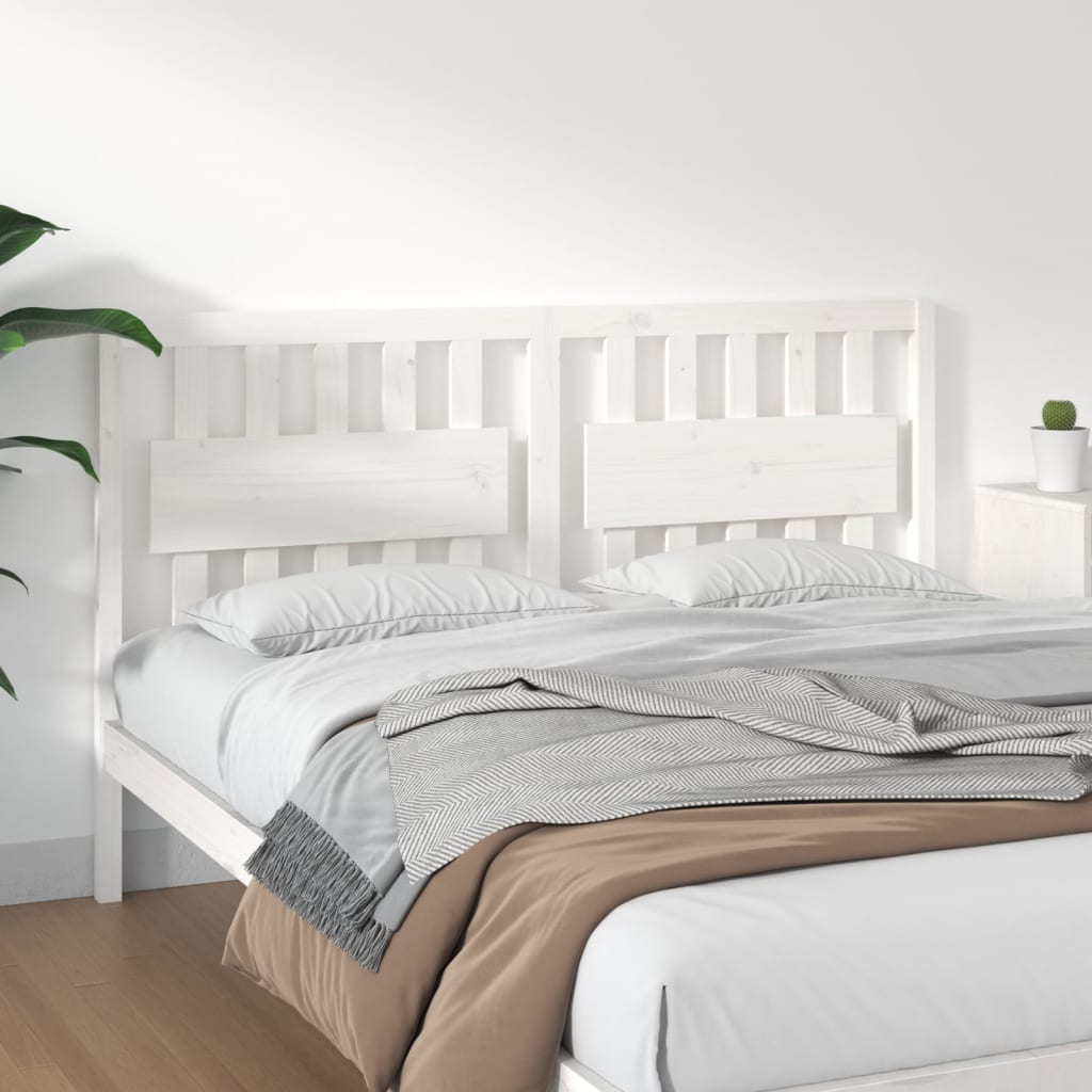 foto del prodotto testiera per letto bianca 165,5x4x100 cm legno massello di pino